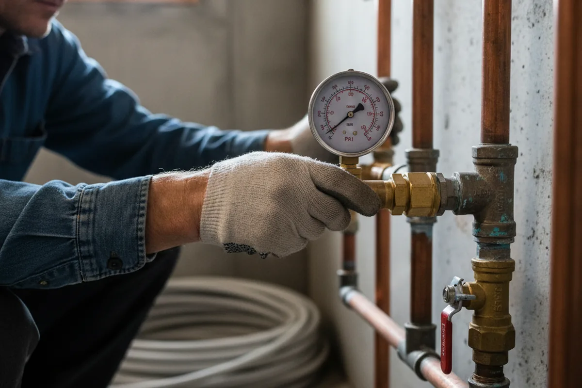 Pressure testing a repaired line during Water Line Repair in Platteville